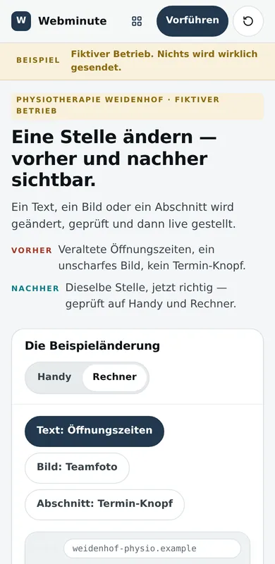 Dasselbe Beispiel auf dem Handy.