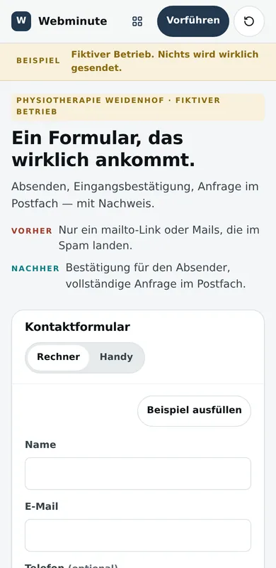 Dasselbe Beispiel auf dem Handy.