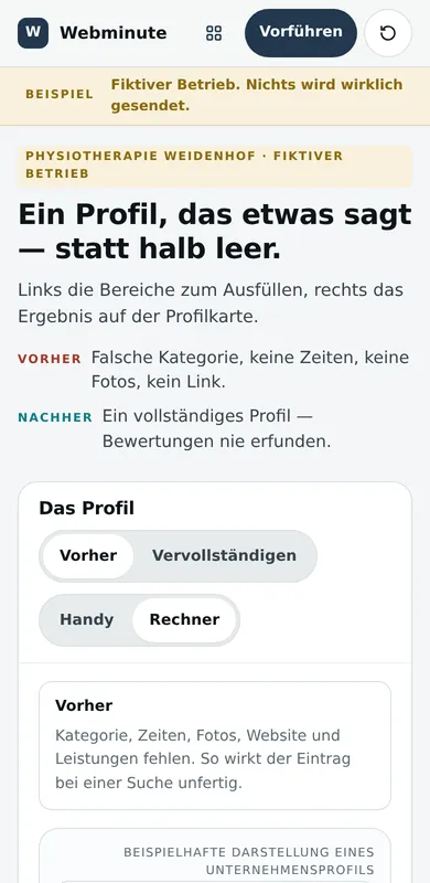 Dasselbe Beispiel auf dem Handy.